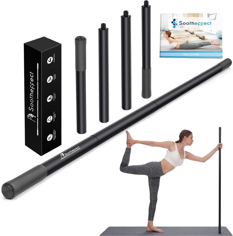 SOOTHEFFECT Adjustable Yoga Stick (30/45/60 in), Fully Foam-Sleeved Steel Stretching & Mobility Stick with Exercise Guide, Portable Fitness & Rehab Tool, Carry Bag Included - Image 1